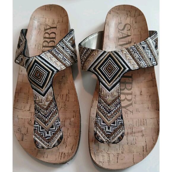 Sam& Libby Sandals Women's 6 .5 Holly Flip Flop Thong Multicolor Embroidery Boho - Picture 2 of 8